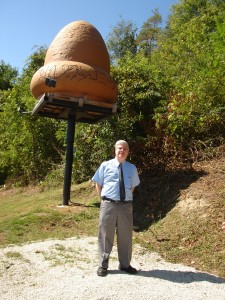 Stan standing near the UFO mockup in Kecksburg, PA