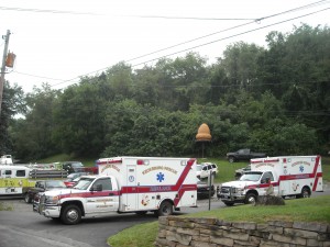 The mockup of the Kecksburg UFO rests on the fire department property.