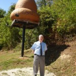 Stan Gordon near the mockup of the Kecksburg UFO. 