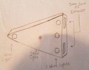 Sketch of triangular object sighted in York County, PA. Sketch used with permission of the witness.