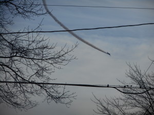 Aircraft with smoke trail over Greensburg, PA December 30, 2018 2018 Copyright Stan Gordon